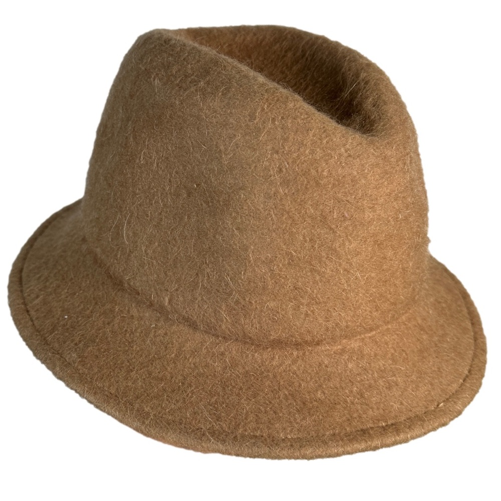 Mahara tan Mohair‎ wool hat short brim fedora brown